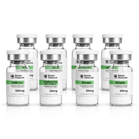 Ultimate Research Collection — 2× NAD⁺ 1,000mg + 2× MOTS-C 10mg + SS-31 10mg + GHK-Cu 100mg + BPC/TB Blend + Semax 30mg + Selank 20mg + Tesamorelin 10mg Peptides - Thumbnail
