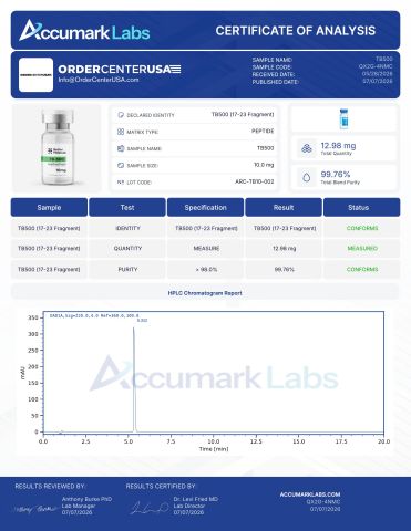 TB-500 10mg Peptides - Lab Report