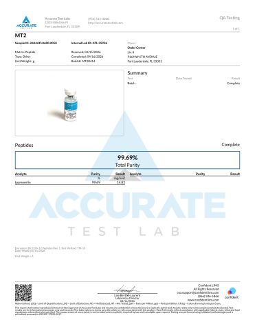 MT-2 10mg Peptides - Lab Report 1