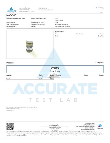 NAD+ 500mg Peptides - Lab Report