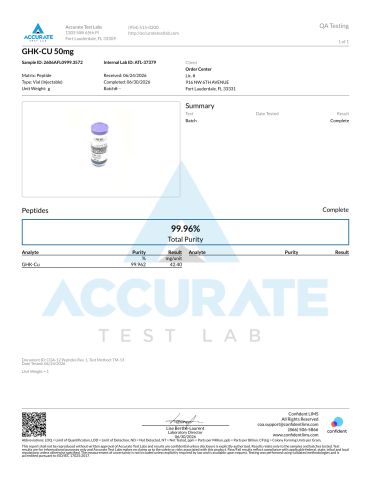 Multi-Compound Research Kit — NAD⁺ 1,000mg + MOTS-C 10mg + SS-31 10mg + GHK-Cu 50mg Peptides - Lab Report 1